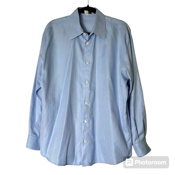 Gianni Versace Button Up Dress Shirt Mens 30 Italy Blue Designer Luxury Logo - Picture 1 of 12